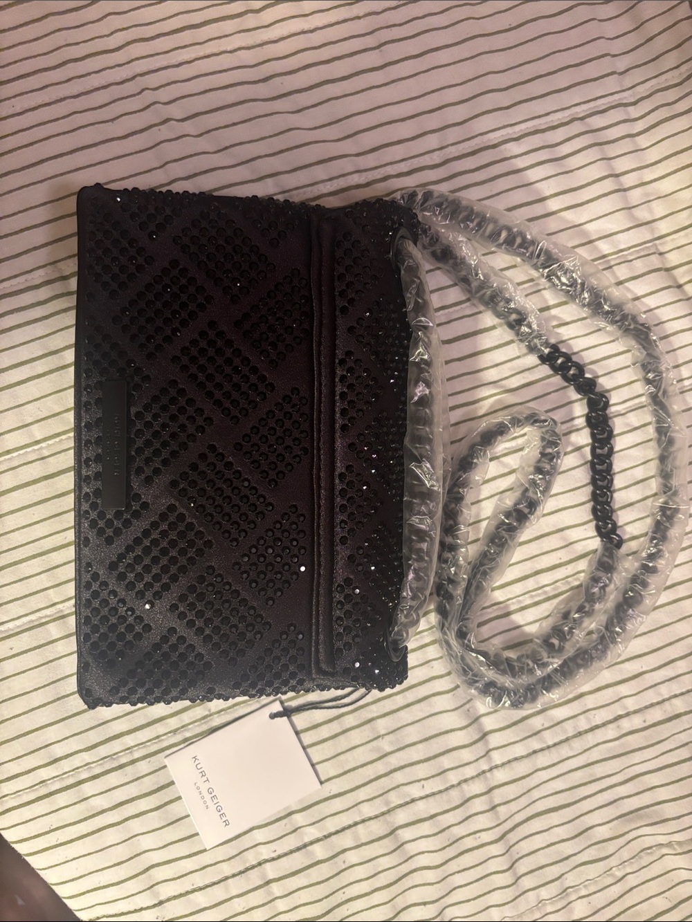 Kurt Geiger Black Sequin Shoulder Bag with Chain Strap - Picture 4 of 6